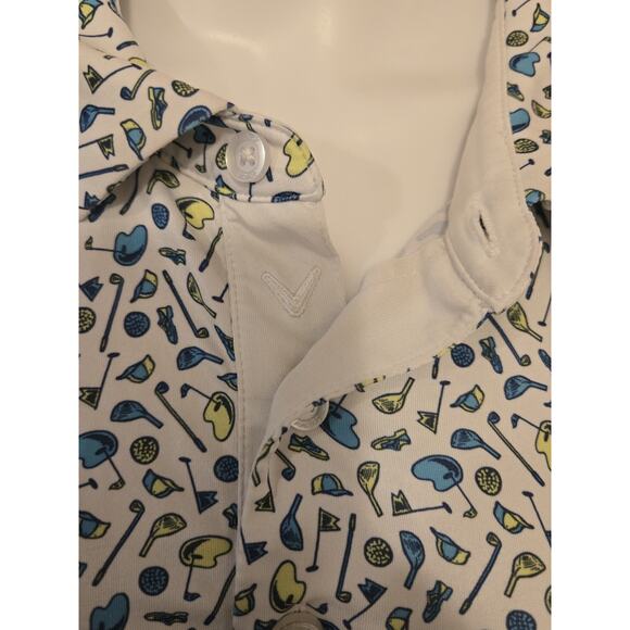 Callaway Golf Polo Mens 2XL Shirt Opti Dri Golf Club Pattern White - Picture 4 of 9